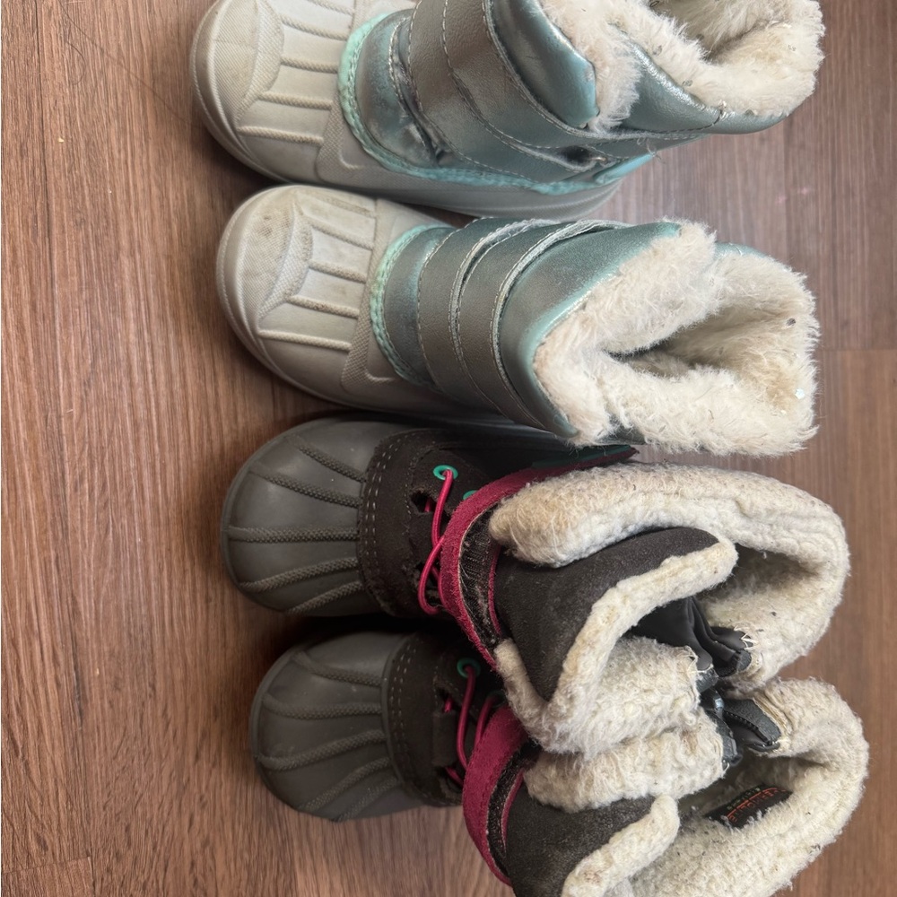 Cat & Jack Kids Snow Boots - Gray and Pink